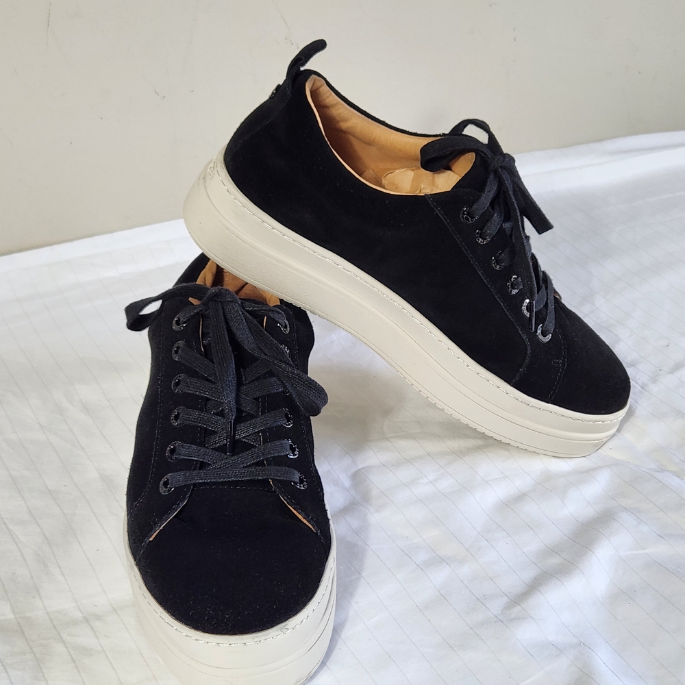 J/SLIDES Black Suede Leather Women's Sneakers Size 7.5M   #Z08